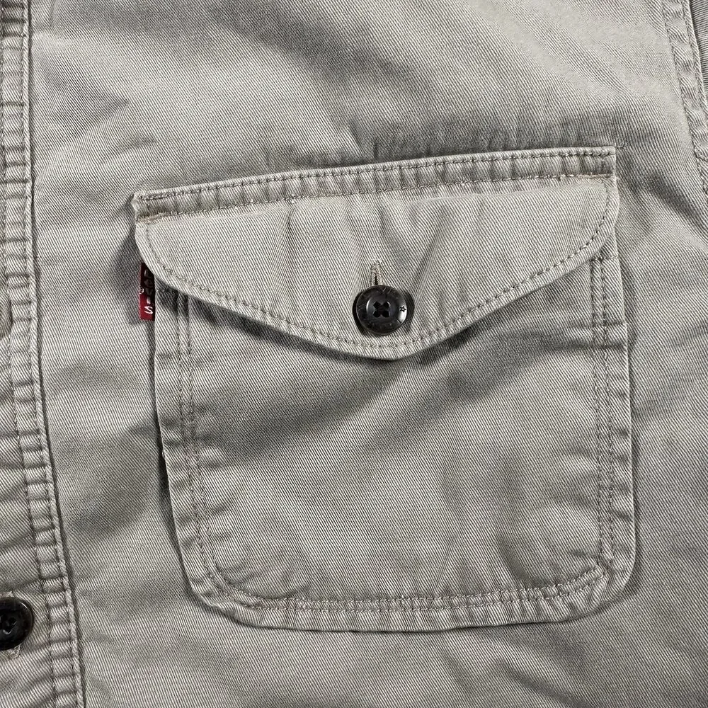 Vintage Levis Sherpa Fleece Lined Button Up Shirt Jacket Shacket Mens M Tan